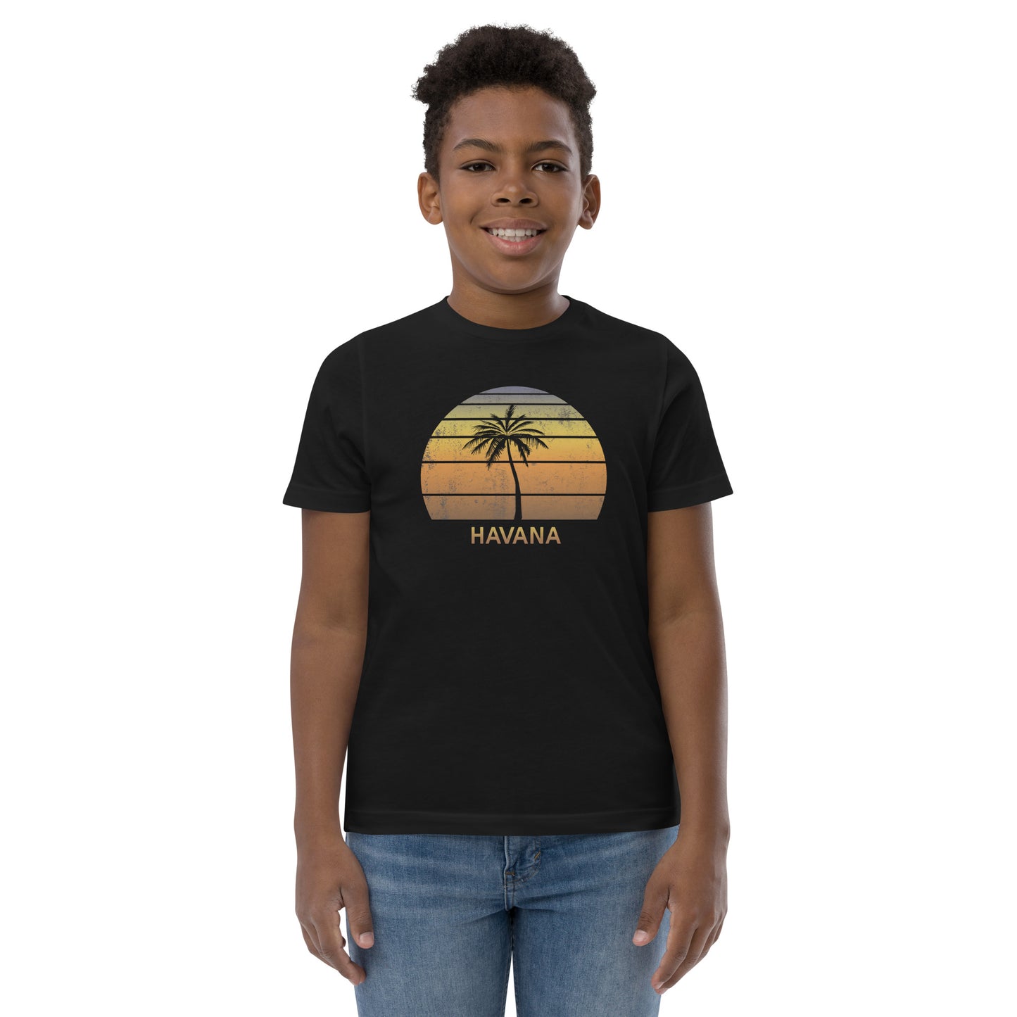 Retro Havana Cuba Vintage Sunset Beach Vacation Souvenir Youth Jersey T-Shirt