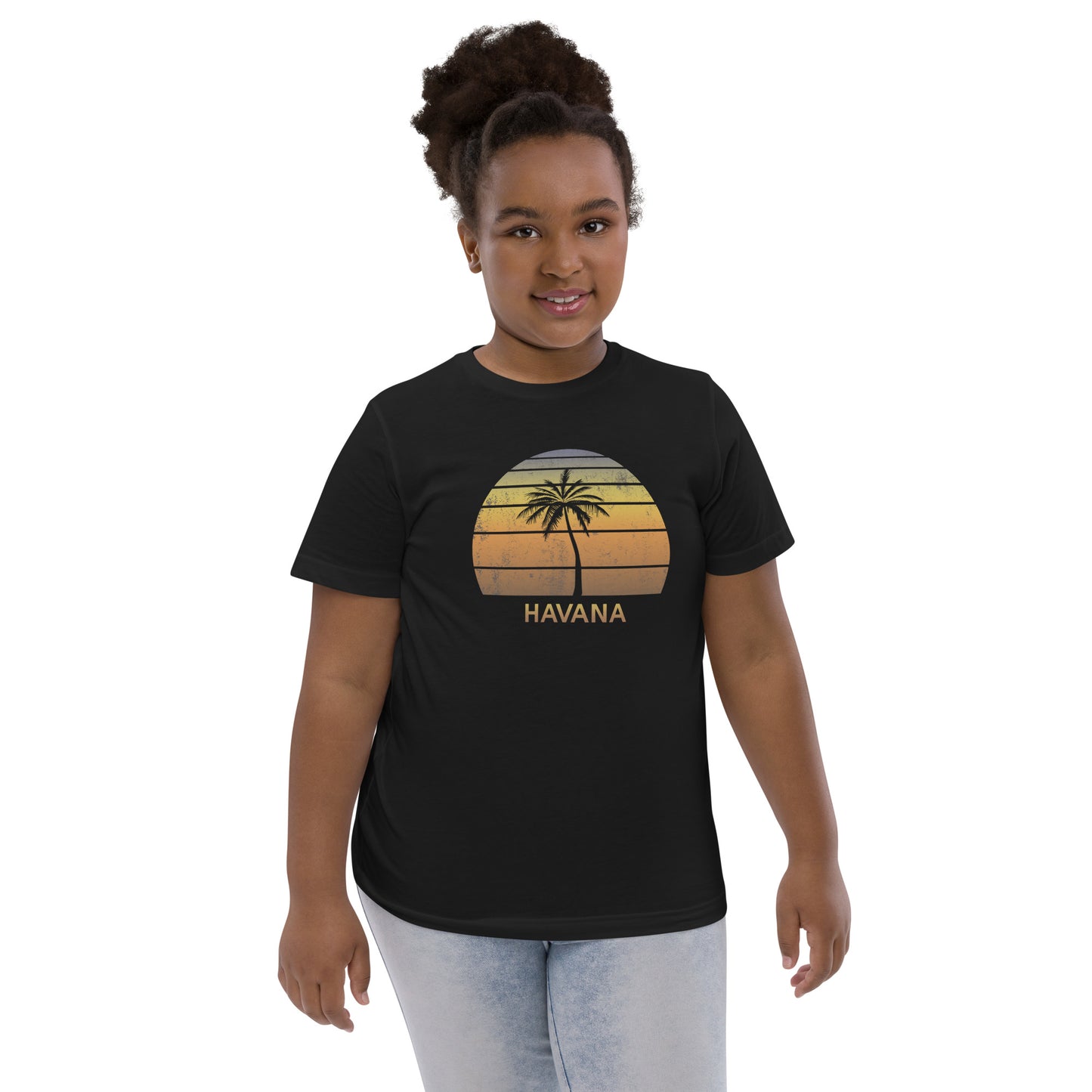 Retro Havana Cuba Vintage Sunset Beach Vacation Souvenir Youth Jersey T-Shirt