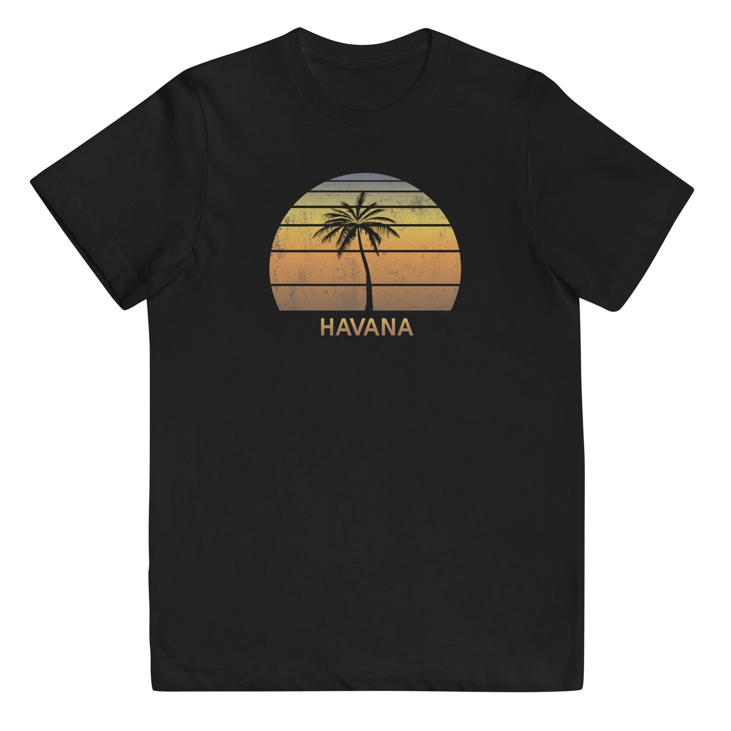 Retro Havana Cuba Vintage Sunset Beach Vacation Souvenir Youth Jersey T-Shirt