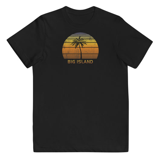 Retro Big Island Hawaii Vintage Sunset Beach Vacation Souvenir Youth Jersey T-Shirt