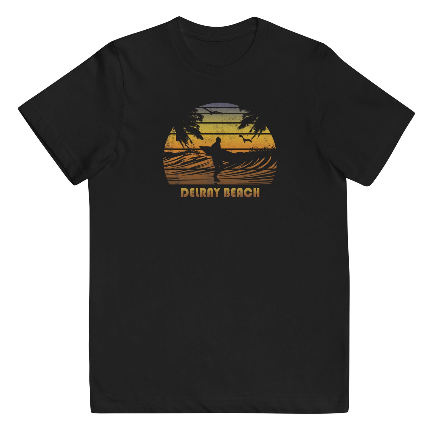 Retro Delray Beach Florida Surfing Fan Sunset Souvenir Youth Jersey T-Shirt