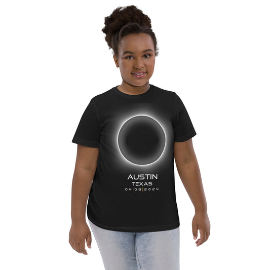 Austin Texas 2024 Eclipse Memento Souvenir April 8th Youth Jersey T-Shirt