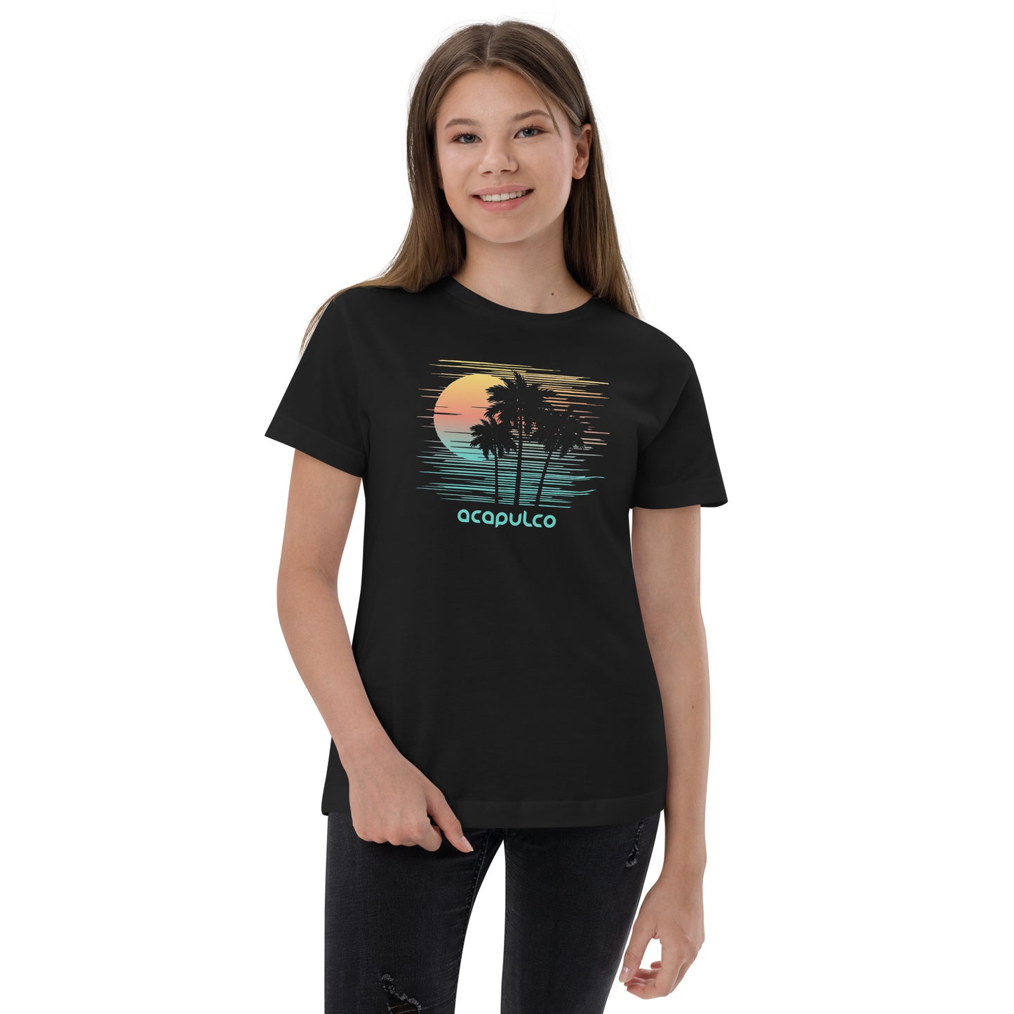 Acapulco Mexico Artistic Sunset Souvenir Vacation Youth Jersey T-Shirt