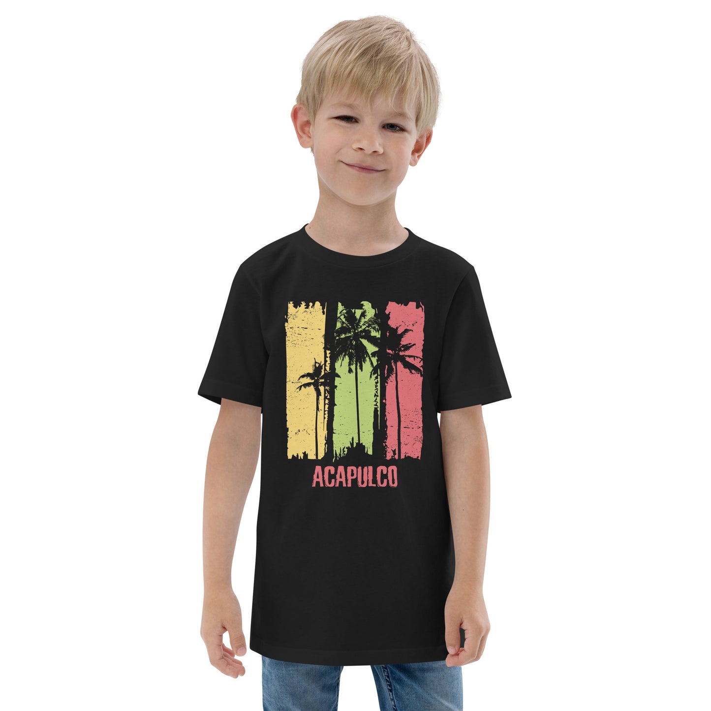 Acapulco Mexico Artistic Abstract Cool Palm Tree Youth Jersey T-Shirt