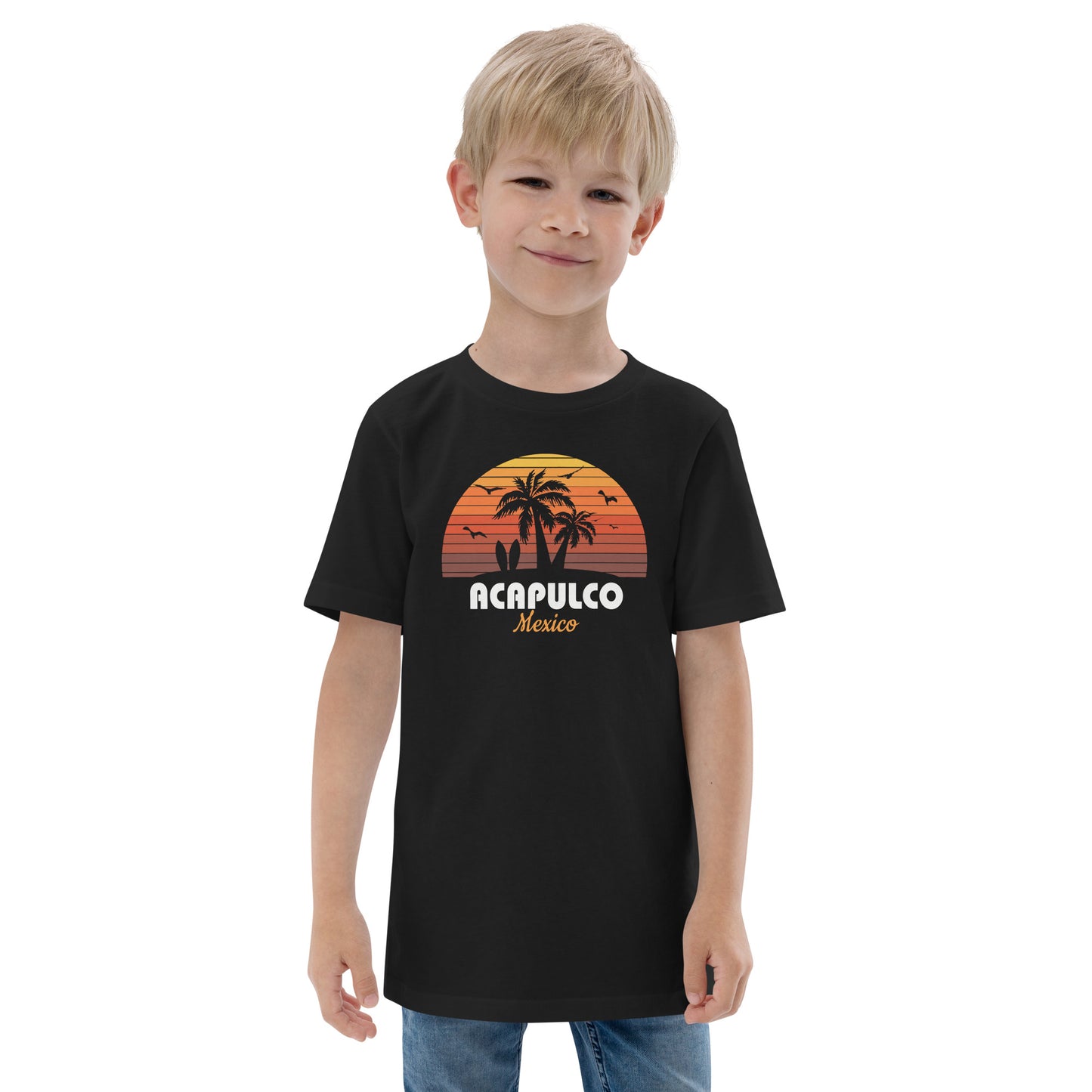 Acapulco Mexico Sunset Retro Beach Souvenir Youth Jersey T-Shirt