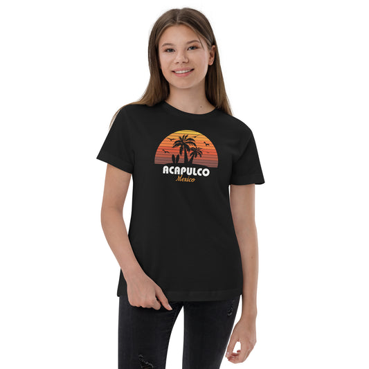 Acapulco Mexico Sunset Retro Beach Souvenir Youth Jersey T-Shirt