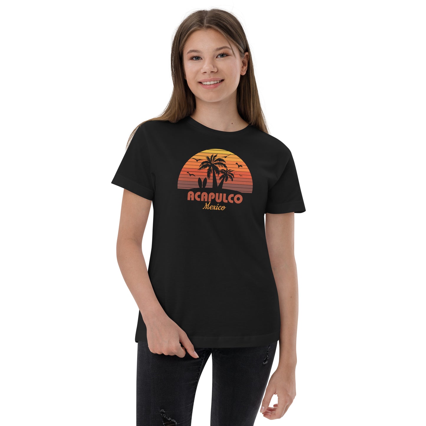 Acapulco Mexico Sunset Retro Souvenir Beach Youth jersey T-Shirt