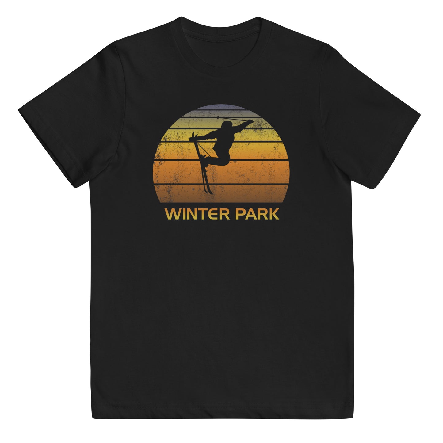 Retro Winter Park Ski Fan Skier Gift Skiing Sunset Vintage Sunrise Youth Jersey T-Shirt