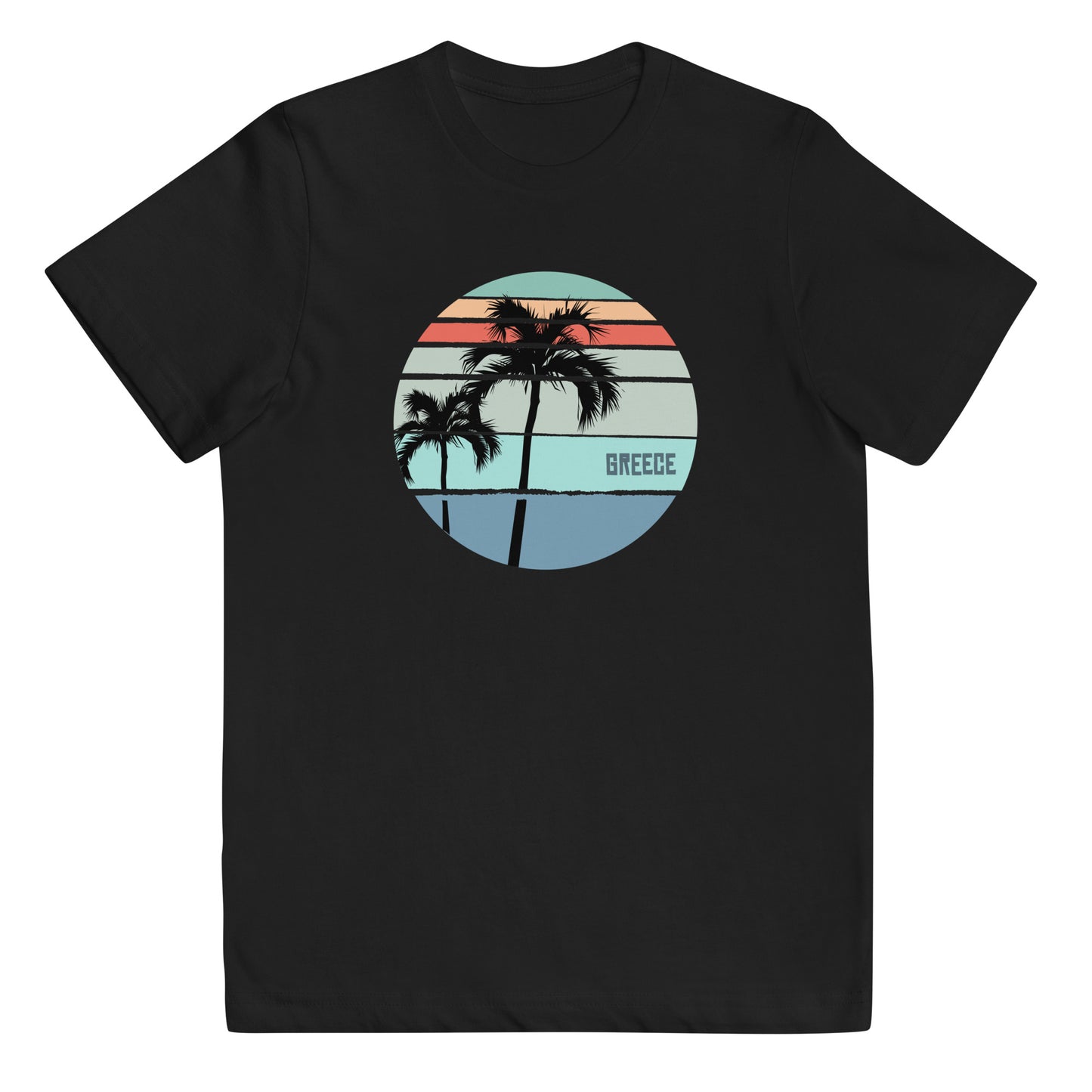 Cool Greece Palm Tree Vacation Souvenir Artistic Youth Jersey T-Shirt