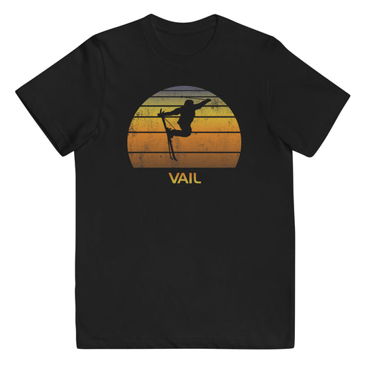 Retro Vail Colorado Ski Fan Skier Gift Skiing Sunset Vintage Sunrise Youth Jersey T-Shirt