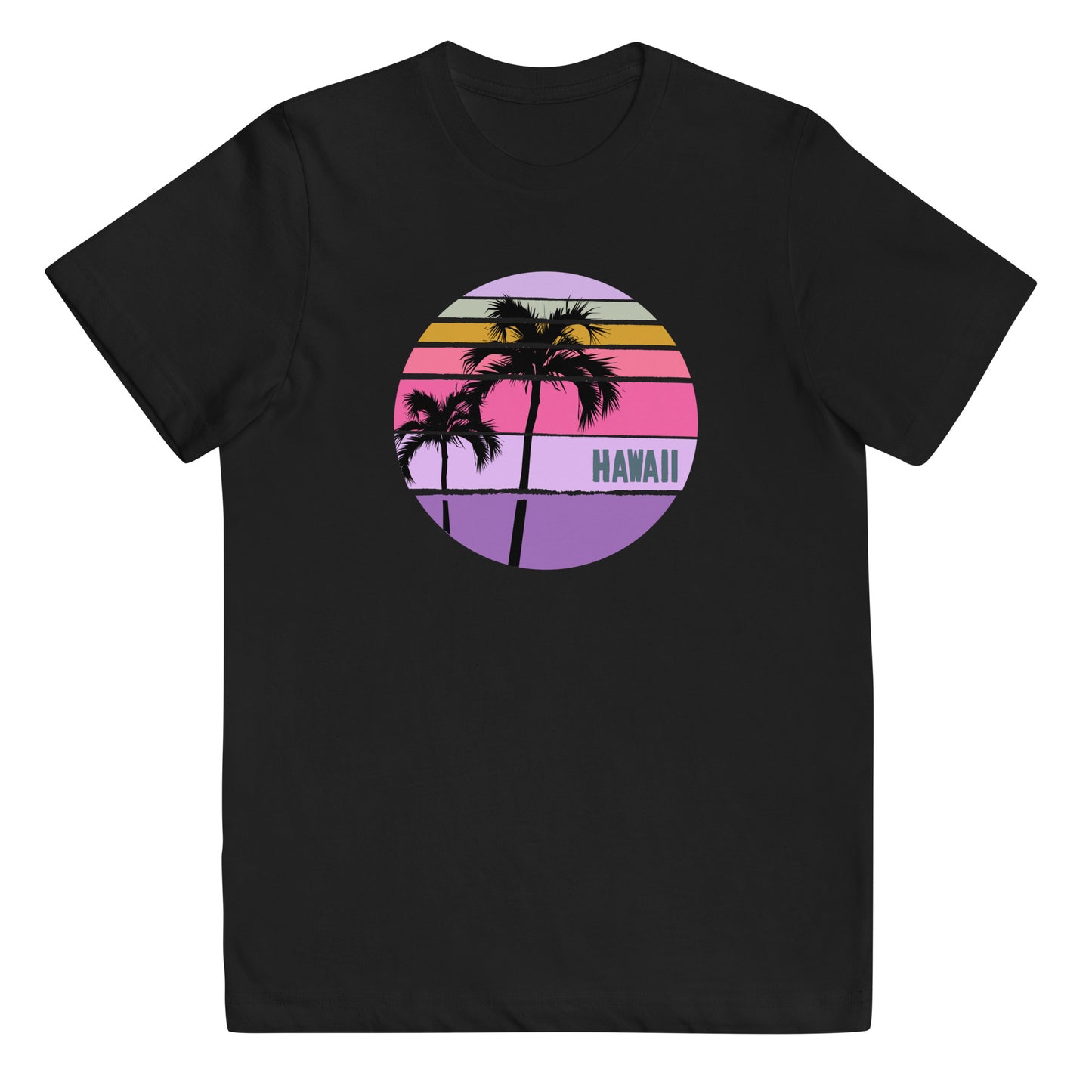 Cool Hawaii Palm Tree Artistic Vacation Souvenir Youth Jersey T-Shirt