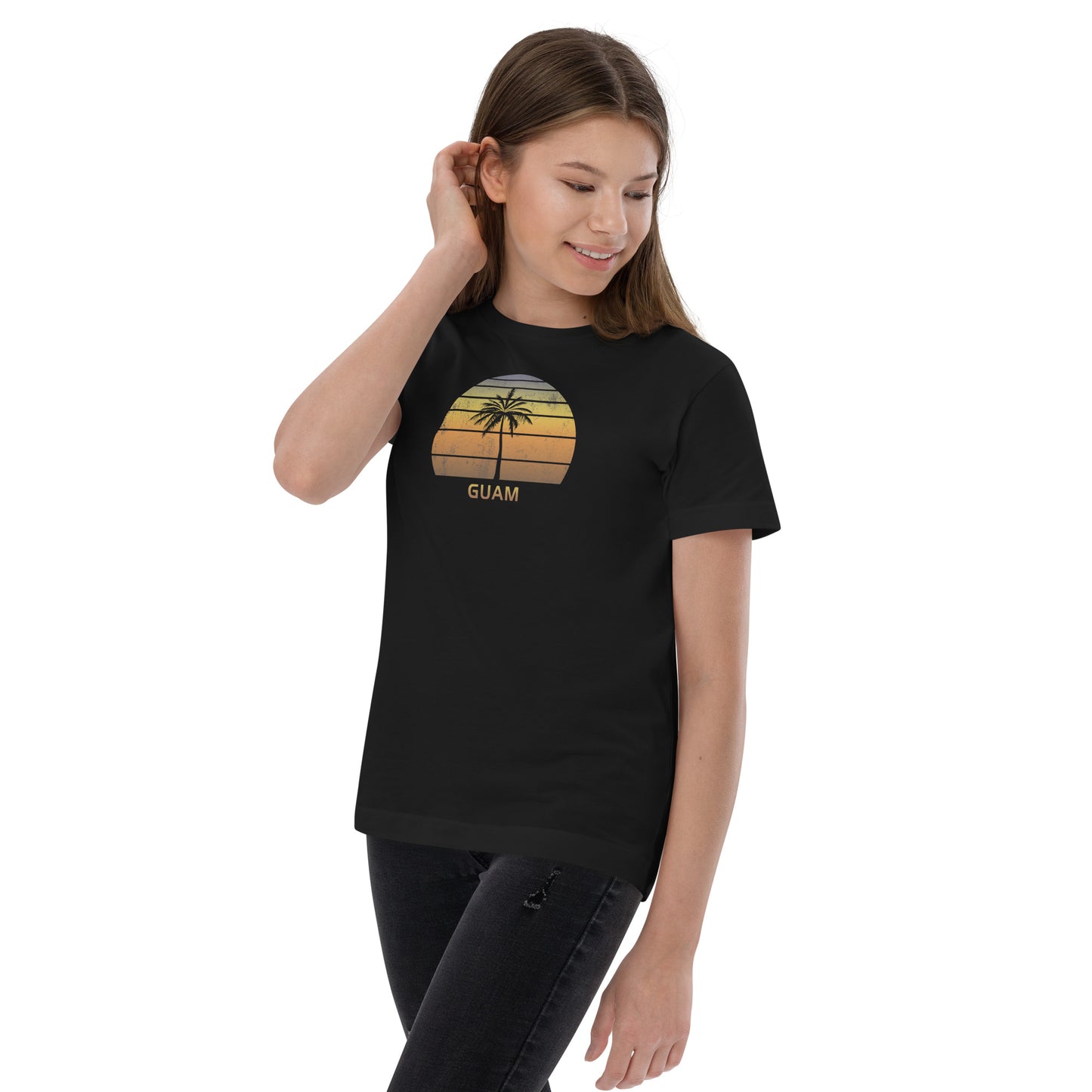 Retro Guam Vintage Sunset Beach Vacation Souvenir Youth Jersey T-Shirt