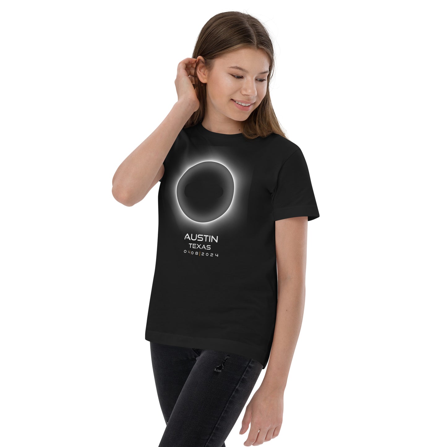 Austin Texas 2024 Eclipse Memento Souvenir April 8th Youth Jersey T-Shirt