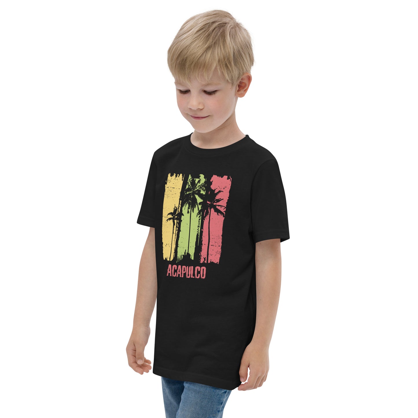 Acapulco Mexico Artistic Abstract Cool Palm Tree Youth Jersey T-Shirt