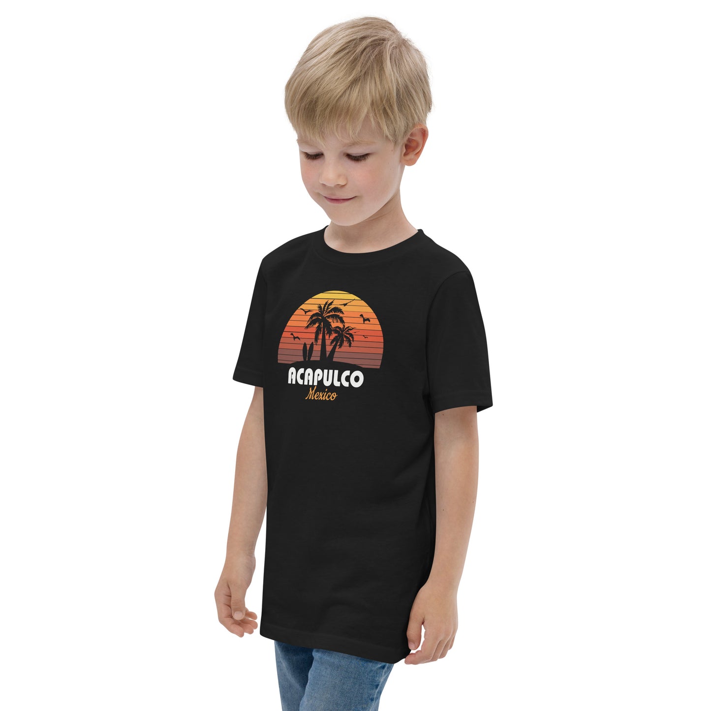 Acapulco Mexico Sunset Retro Beach Souvenir Youth Jersey T-Shirt