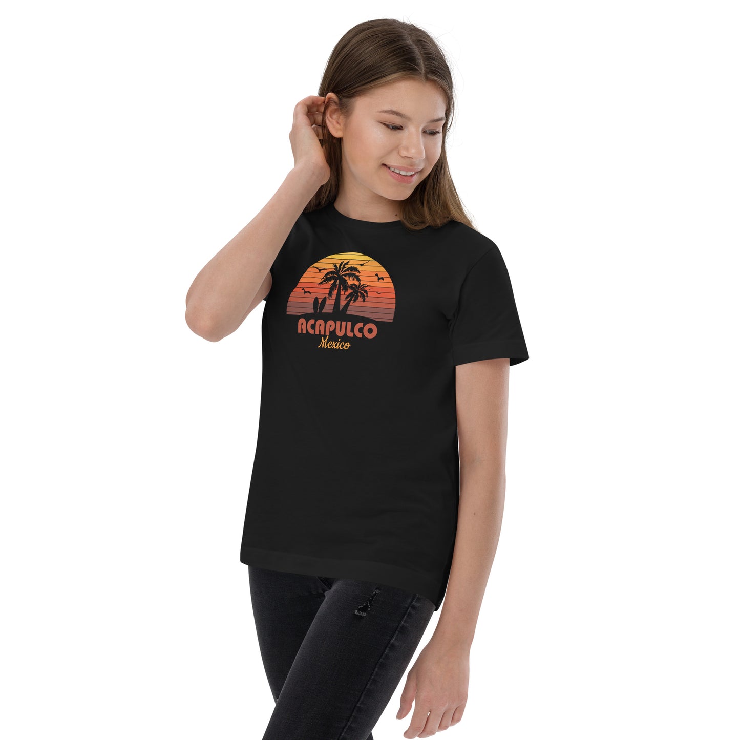 Acapulco Mexico Sunset Retro Souvenir Beach Youth jersey T-Shirt