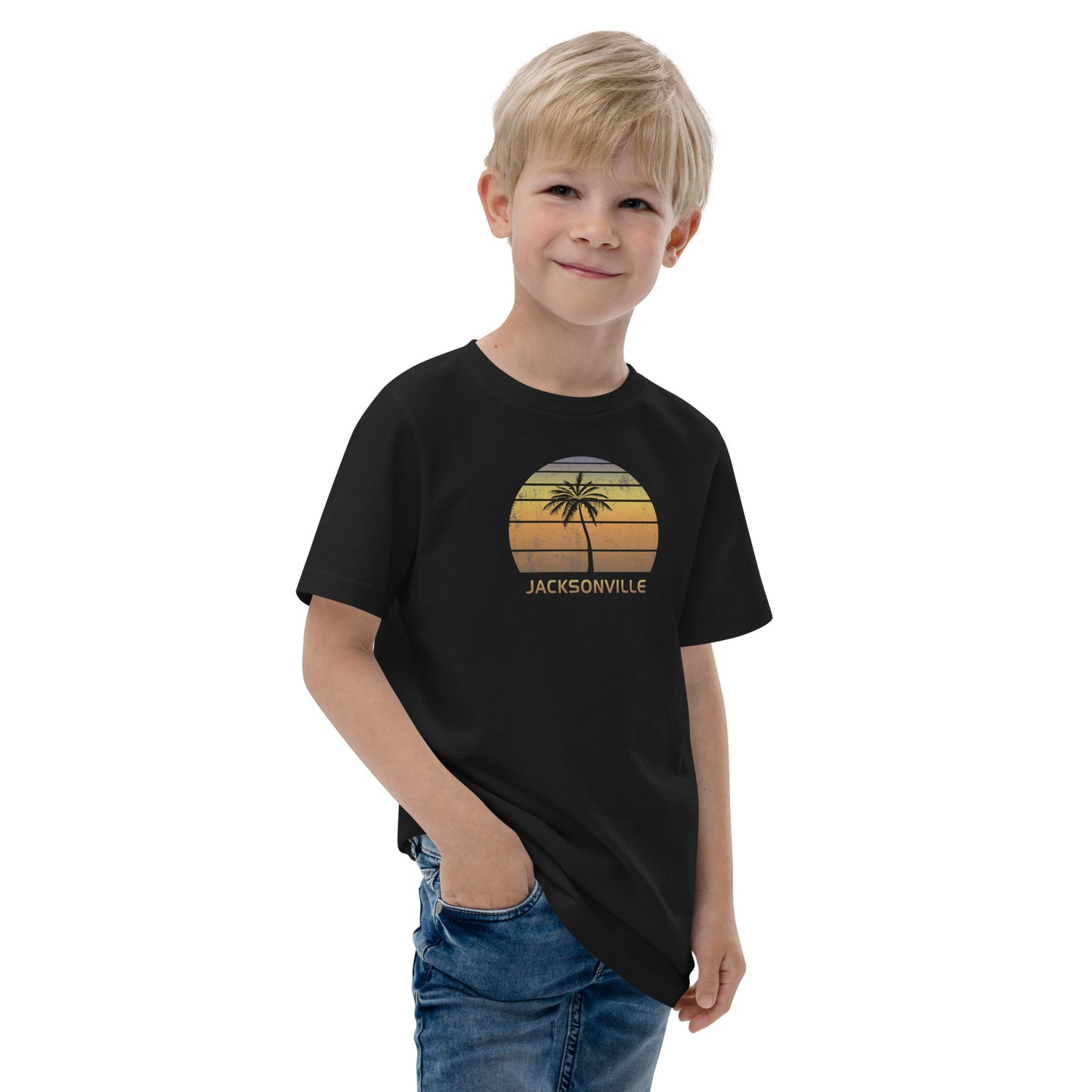 Retro Jacksonville Florida Vintage Sunset Beach Vacation Souvenir Youth Jersey T-Shirt