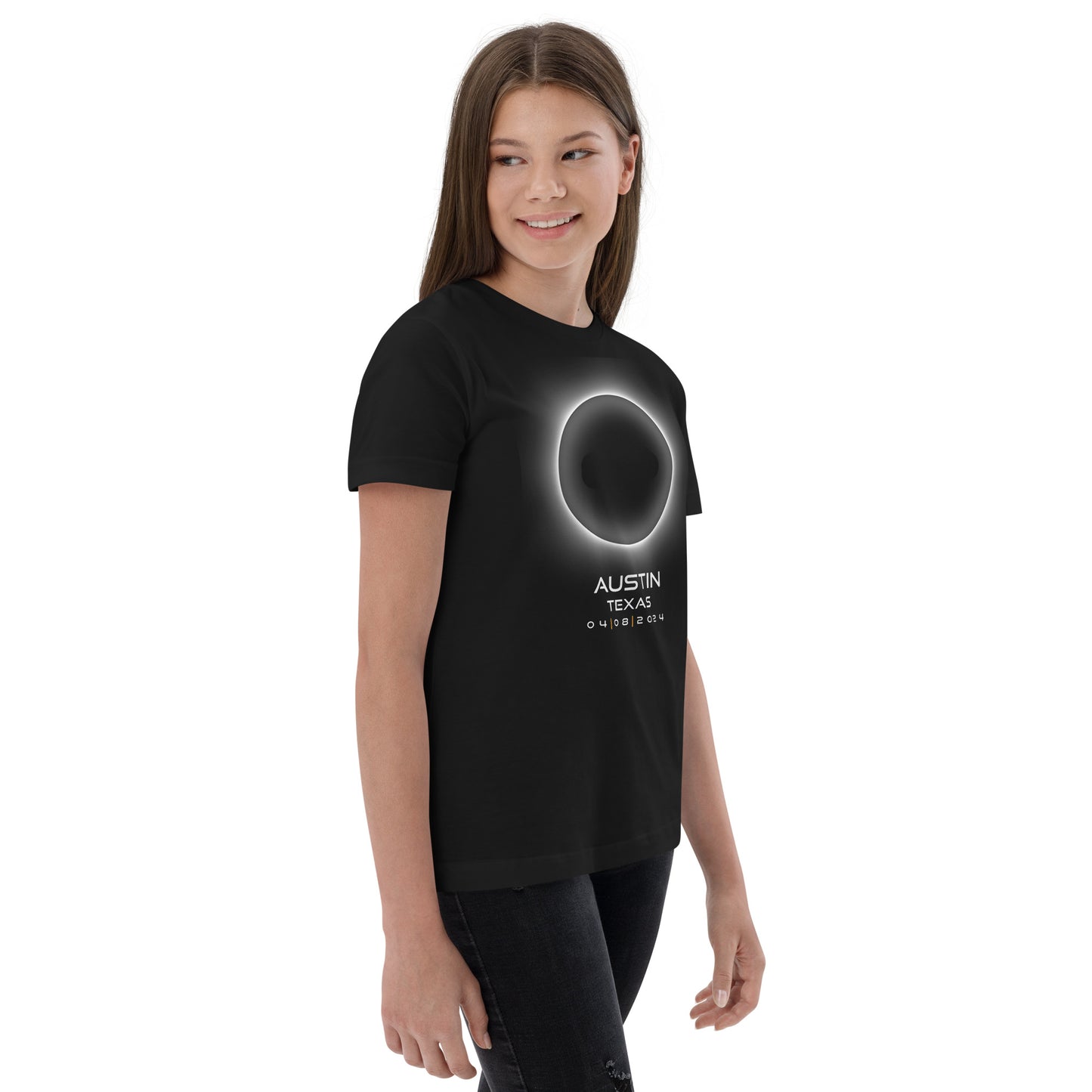 Austin Texas 2024 Eclipse Memento Souvenir April 8th Youth Jersey T-Shirt