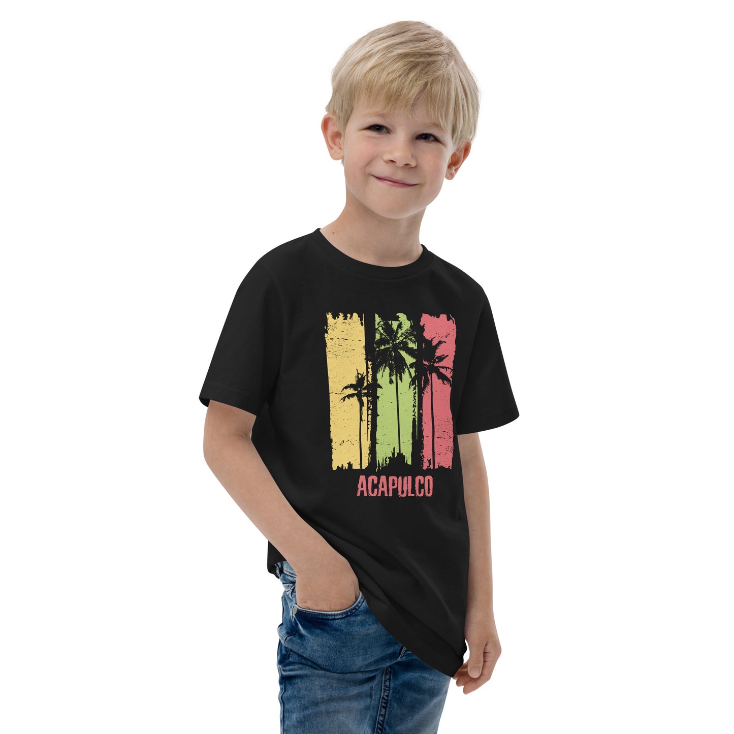 Acapulco Mexico Artistic Abstract Cool Palm Tree Youth Jersey T-Shirt