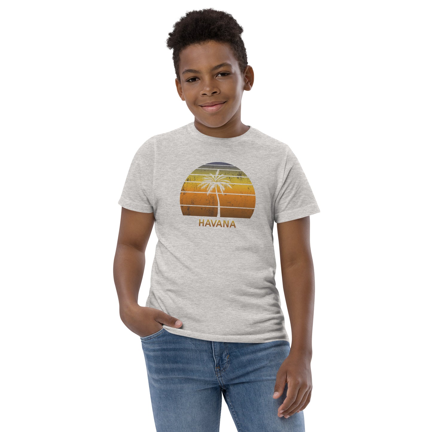 Retro Havana Cuba Vintage Sunset Beach Vacation Souvenir Youth Jersey T-Shirt