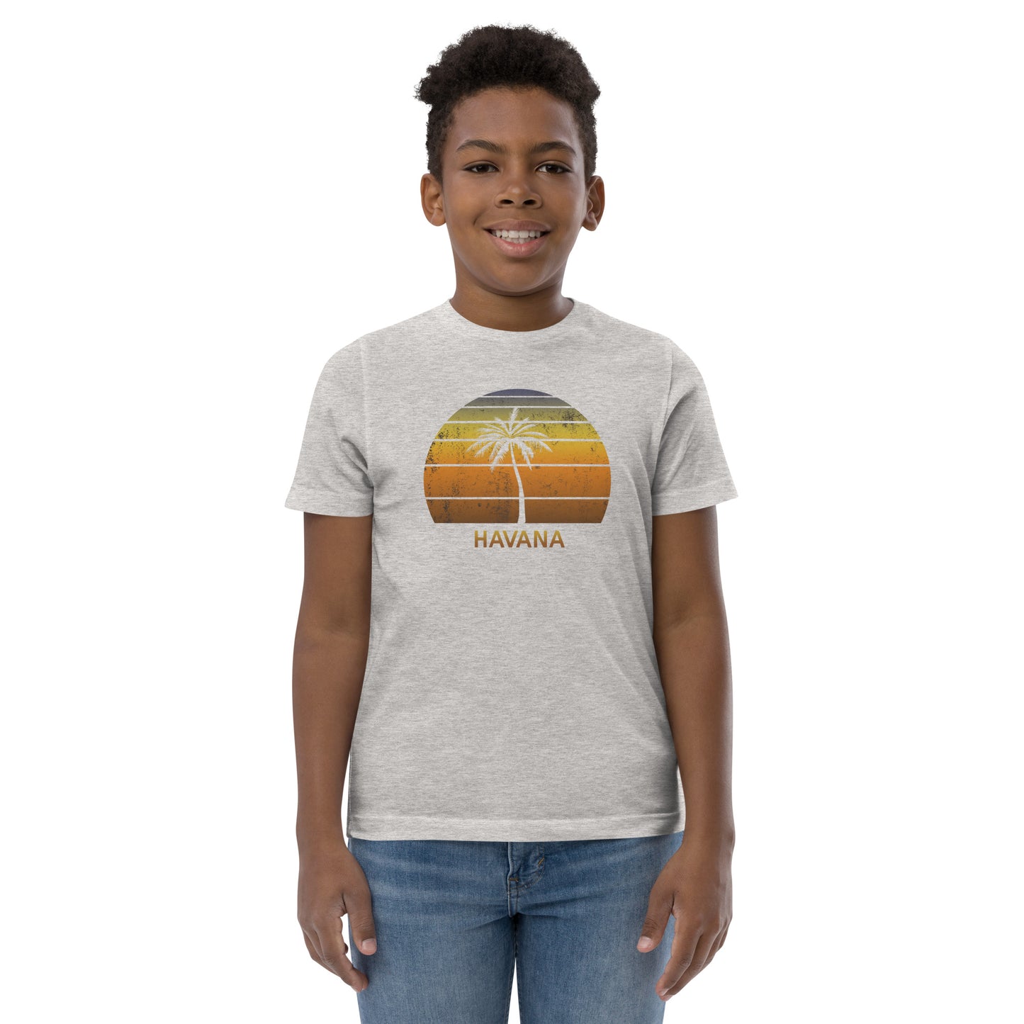 Retro Havana Cuba Vintage Sunset Beach Vacation Souvenir Youth Jersey T-Shirt