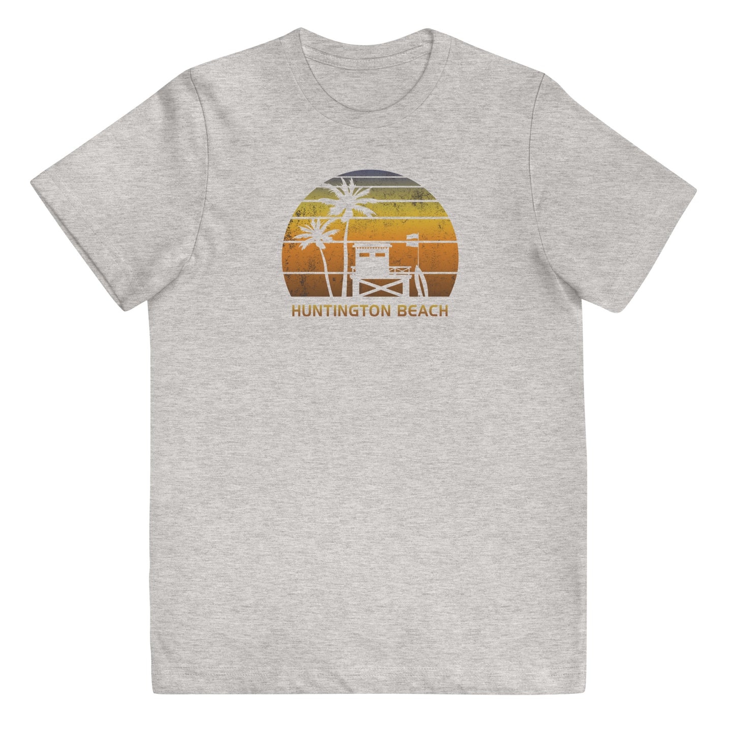 Retro Huntington Beach California Sunset Surfing Palm Tree Vacation Youth Jersey T-Shirt