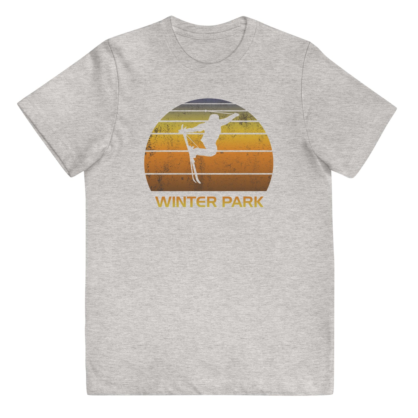 Retro Winter Park Ski Fan Skier Gift Skiing Sunset Vintage Sunrise Youth Jersey T-Shirt