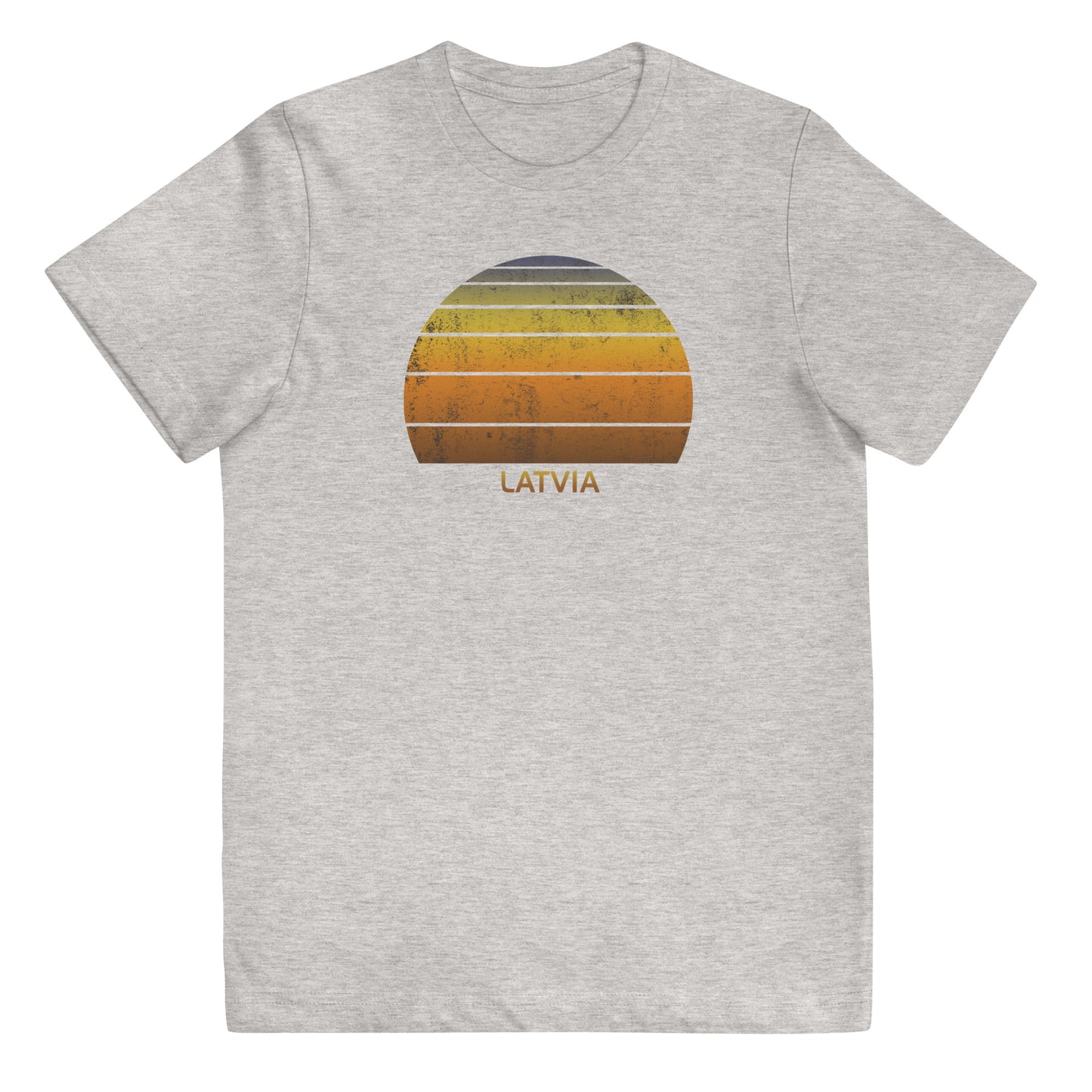 Retro Latvia Sunset Vintage Native Latvian Vacation Souvenir Stylish Youth Jersey T-Shirt