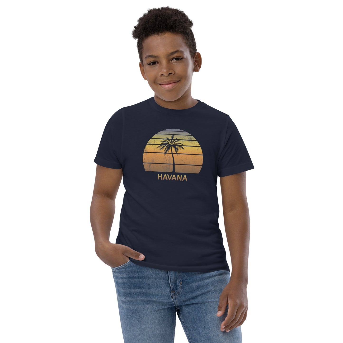 Retro Havana Cuba Vintage Sunset Beach Vacation Souvenir Youth Jersey T-Shirt