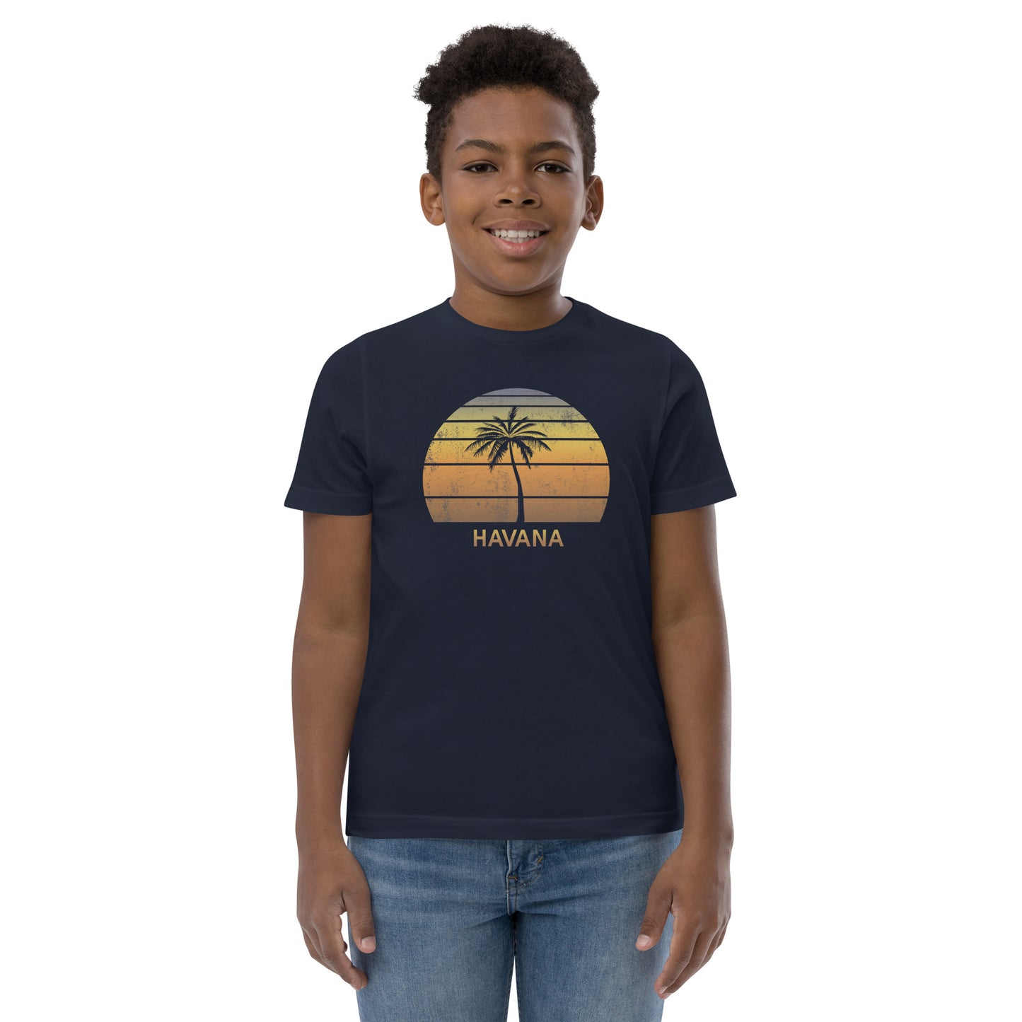 Retro Havana Cuba Vintage Sunset Beach Vacation Souvenir Youth Jersey T-Shirt