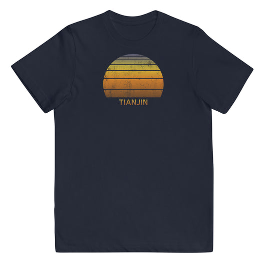 Retro Tianjin China Vintage Sunset Vacation Souvenir Youth Jersey T-Shirt