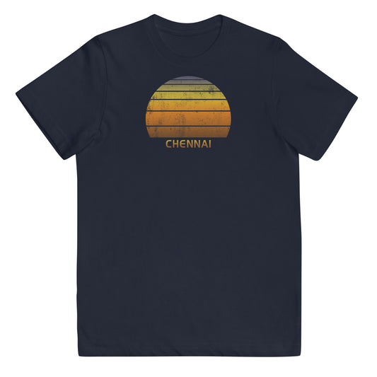 Retro Chennai India Vintage Sunset Vacation Souvenir Youth Jersey T-Shirt