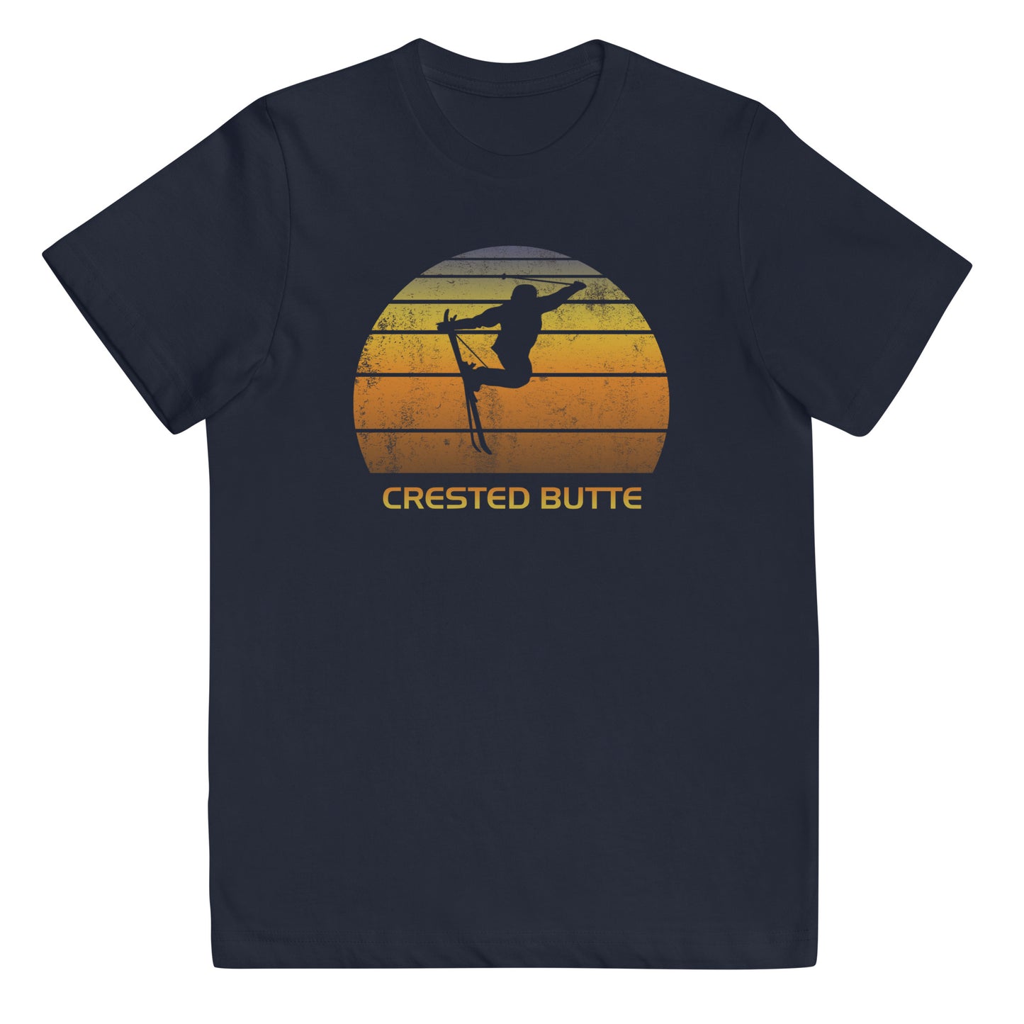 Retro Crested Butte Colorado Ski Fan Skier Gift Skiing Sunset Vintage Sunrise Youth Jersey T-Shirt