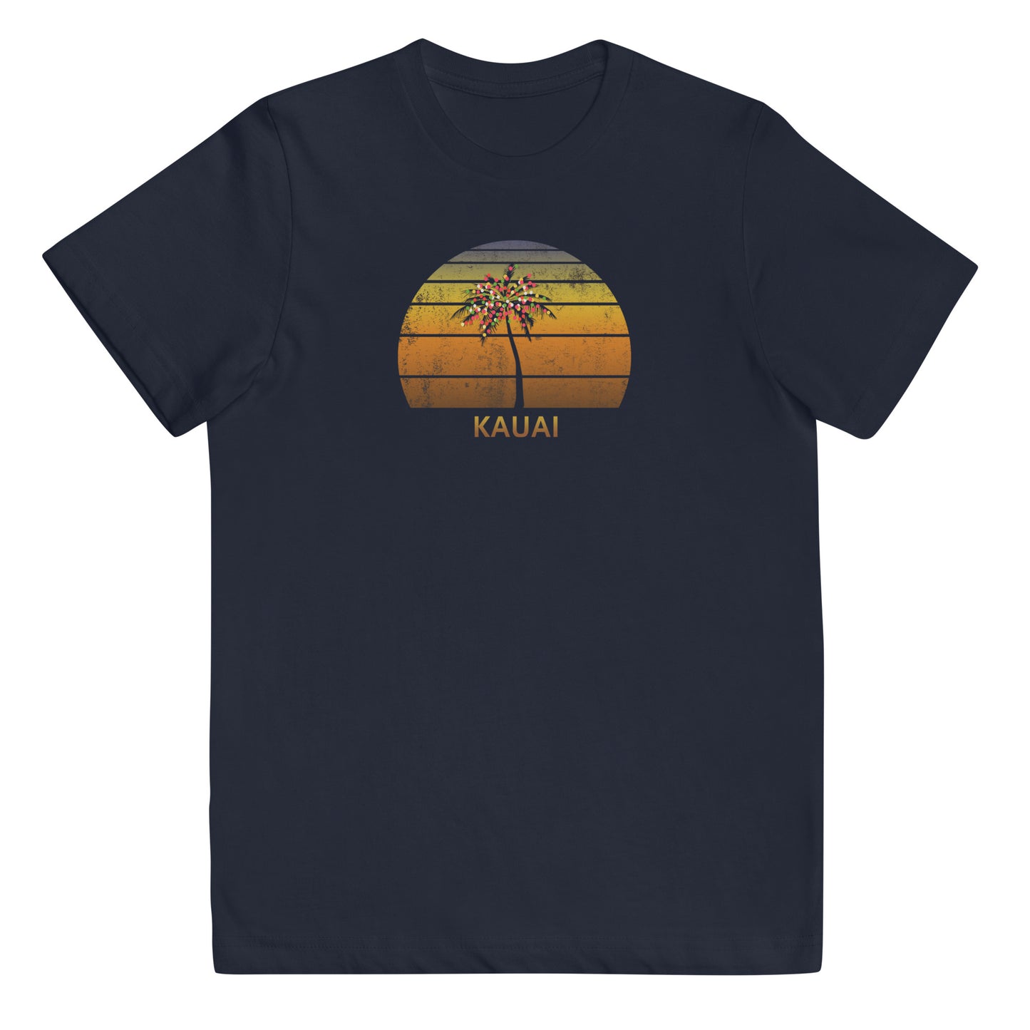 Retro Kauai Hawaii Christmas Family Vacation Souvenir Sunset Beach Youth Jersey T-Shirt