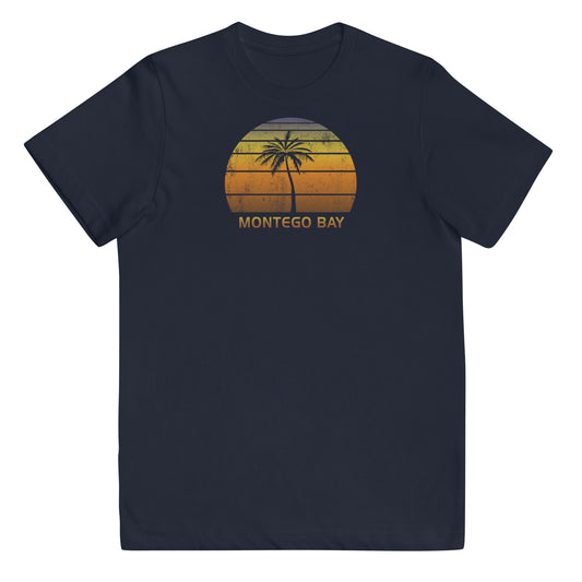 Retro Montego Bay Jamaica Youth Jersey T-Shirt Vintage Sunset Beach Vacation Souvenir