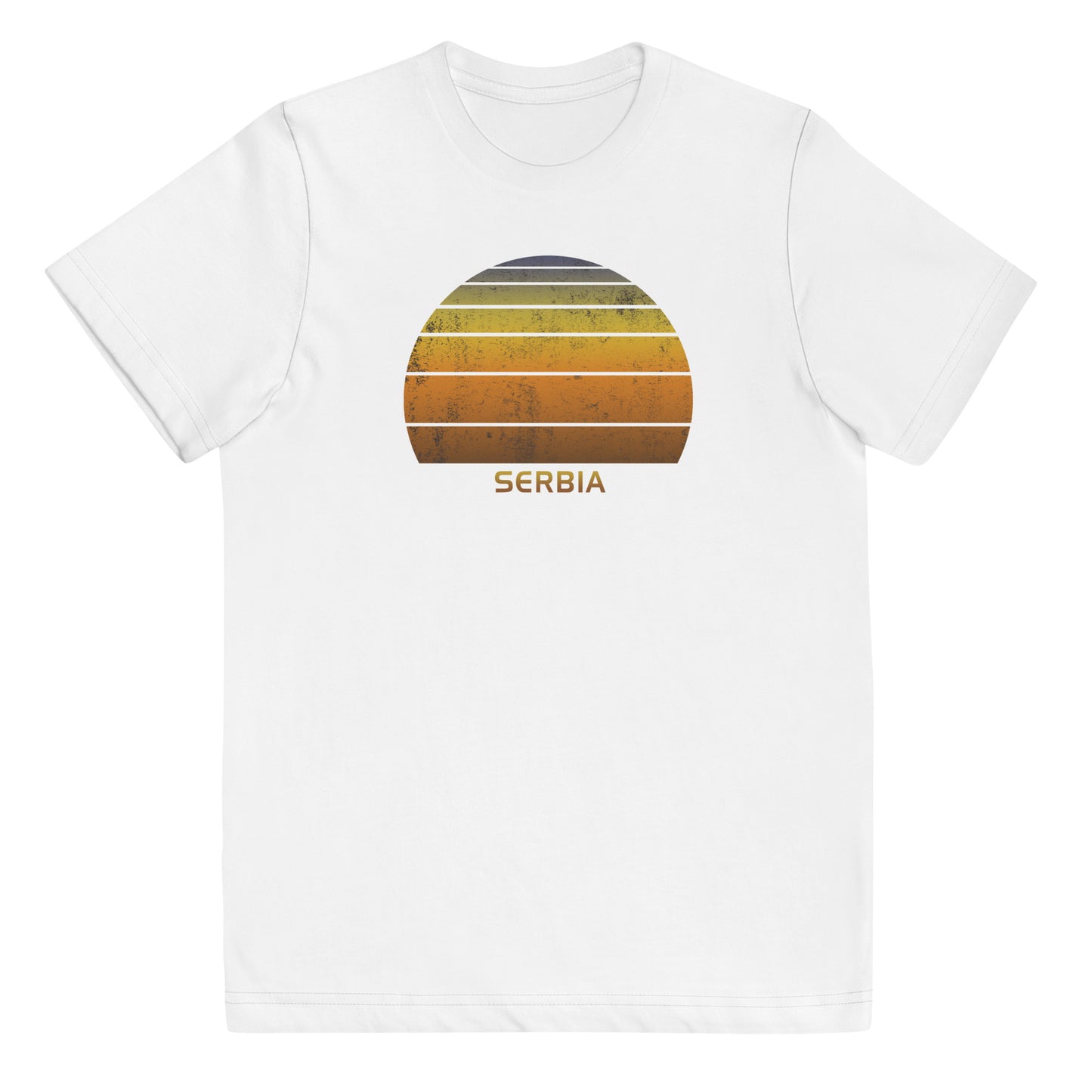 Retro Serbia Sunset Native Vacation Souvenir Stylish Youth Jersey T-Shirt