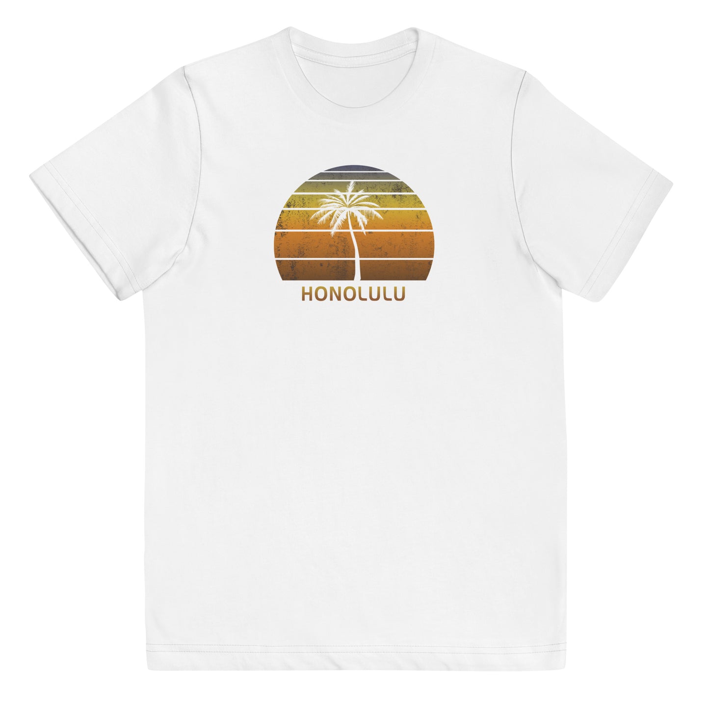 Retro Honolulu Oahu Hawaii Vintage Sunset Beach Vacation Souvenir Youth Jersey T-Shirt