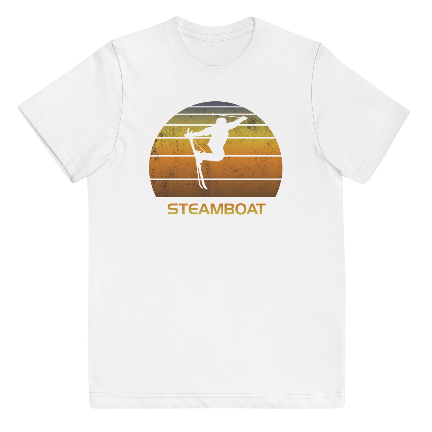 Retro Steamboat Ski Fan Skier Sunset Vintage Youth Jersey T-Shirt