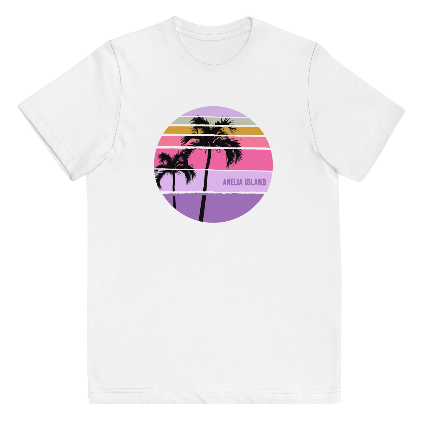 Cool Amelia Island Florida Palm Tree Artistic Vacation Souvenir Youth Jersey T-Shirt