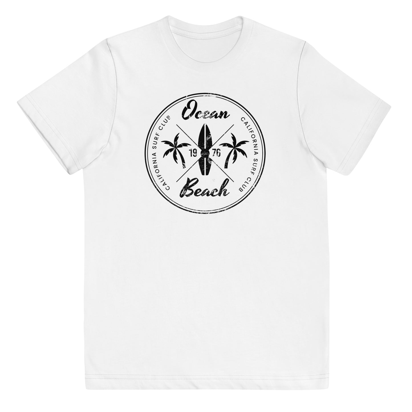 Retro Ocean Beach California Surfing Fan Vacation Souvenir Youth Jersey T-Shirt