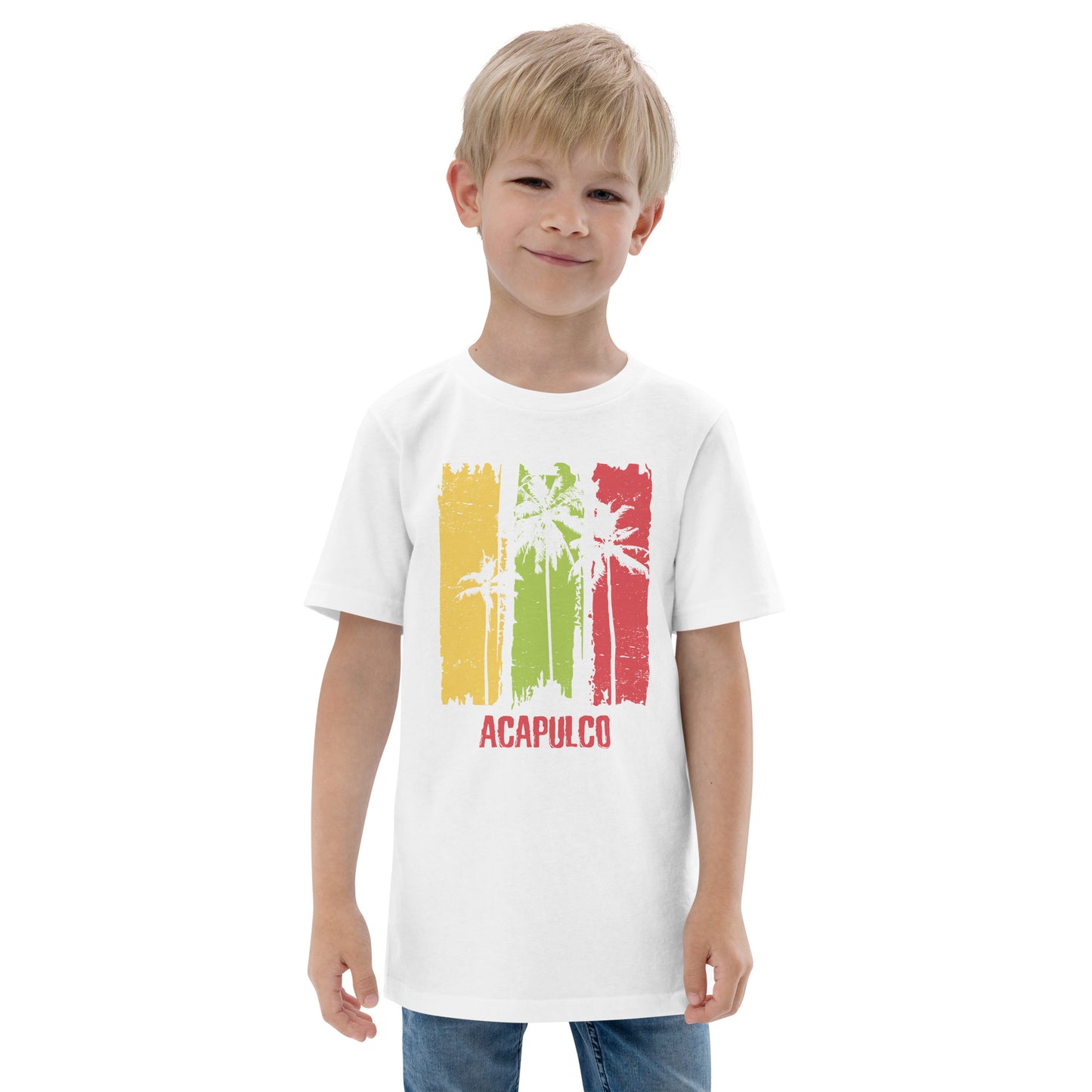 Acapulco Mexico Artistic Abstract Cool Palm Tree Youth Jersey T-Shirt