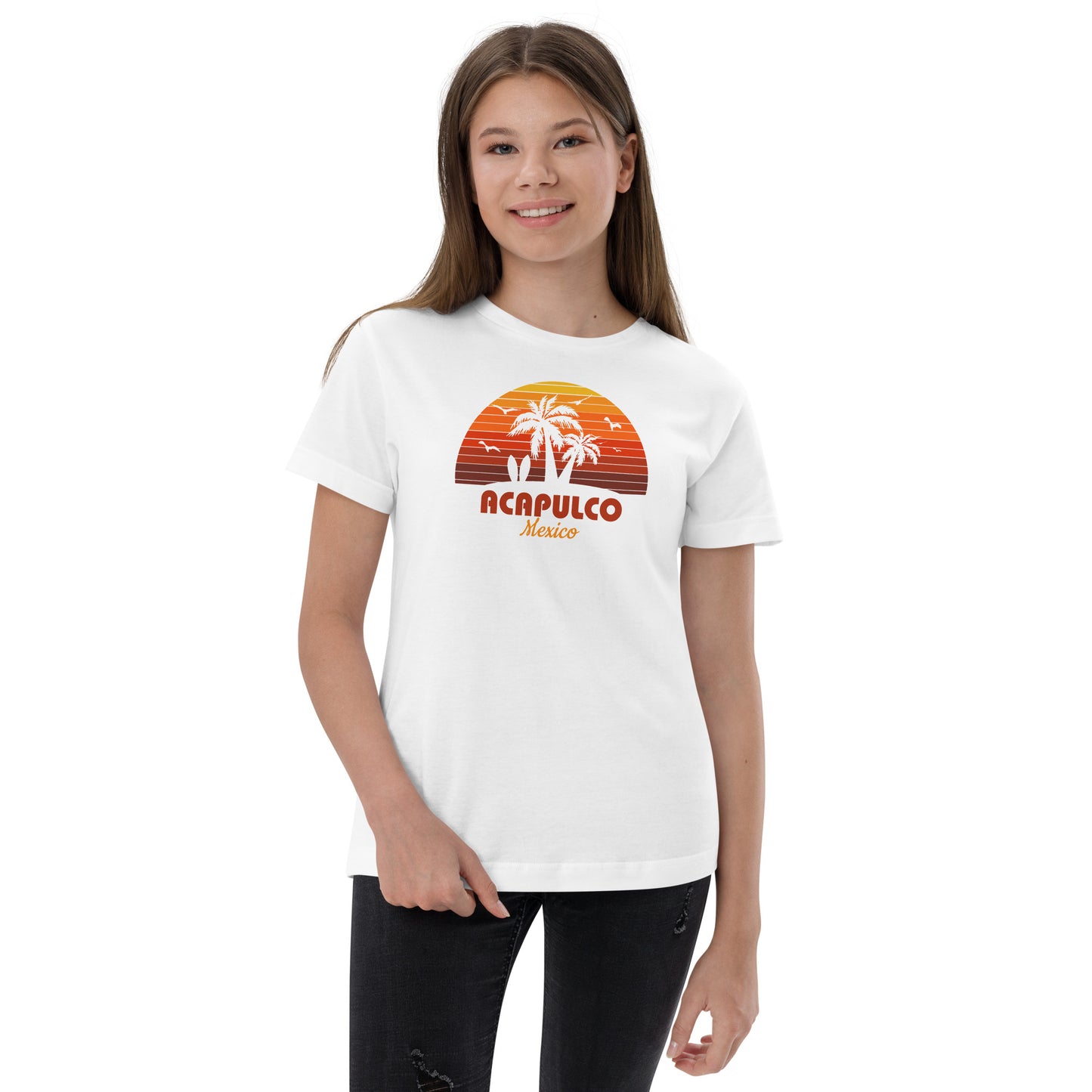 Acapulco Mexico Sunset Retro Souvenir Beach Youth jersey T-Shirt