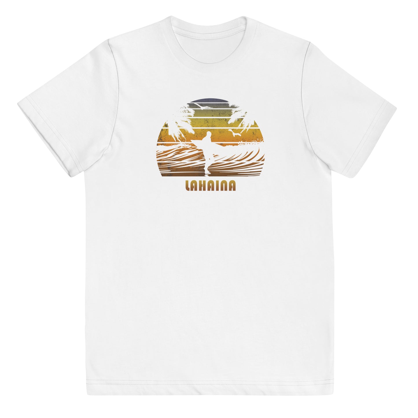 Retro Lahaina Maui Hawaii Surfing Fan Surfer Beach Sunset Souvenir Youth Jersey T-Shirt
