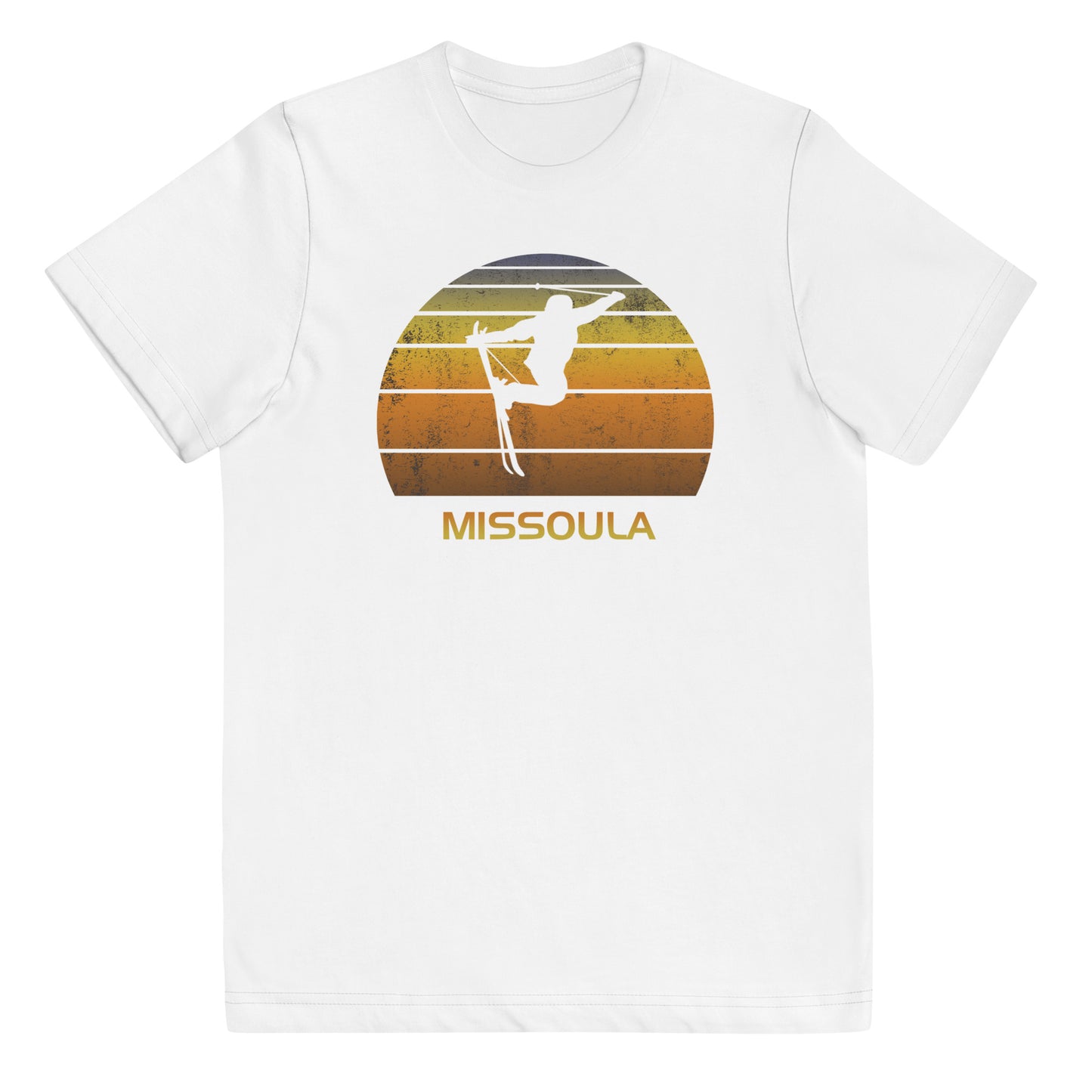 Retro Missoula Montana Ski Fan Skier Gift Skiing Sunset Vintage Sunrise Youth Jersey T-Shirt