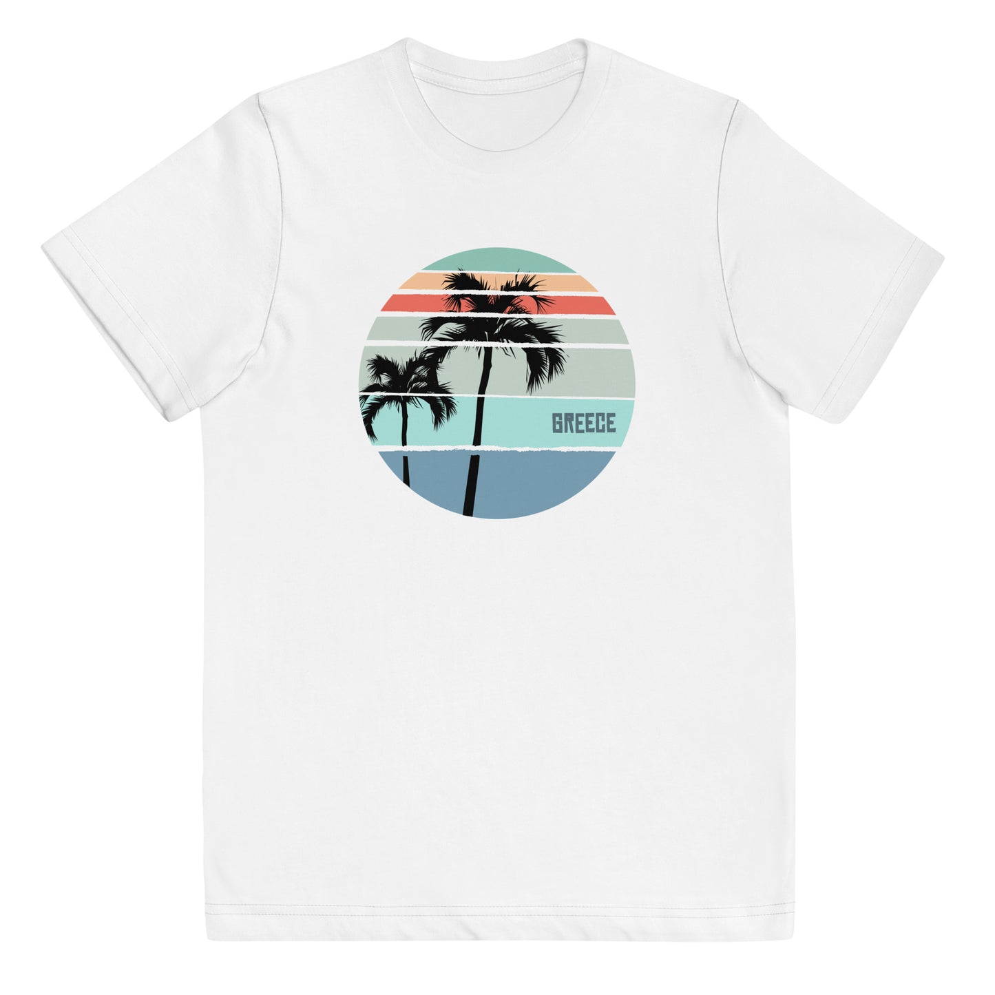 Cool Greece Palm Tree Vacation Souvenir Artistic Youth Jersey T-Shirt