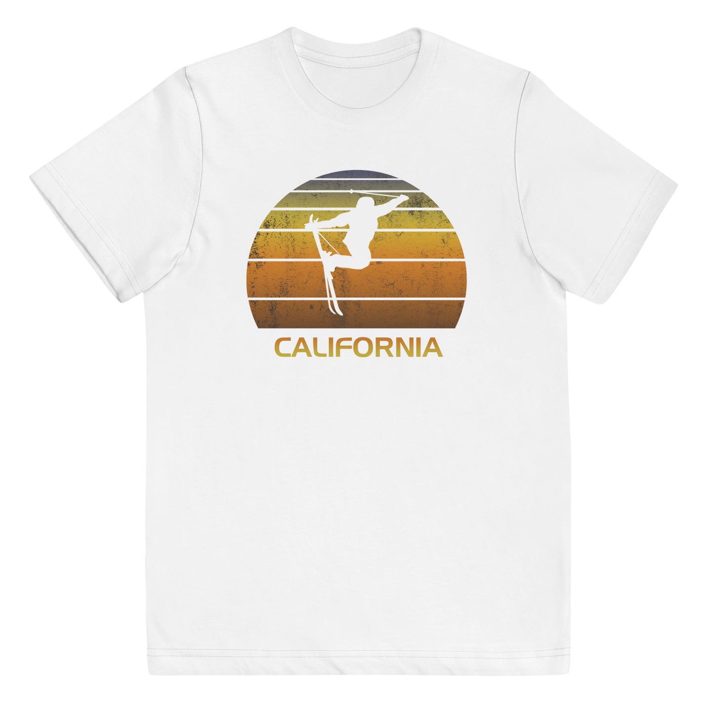 Retro California Ski Fan Youth Jersey T-Shirt Skier Gift Skiing Sunset Vintage Sunrise