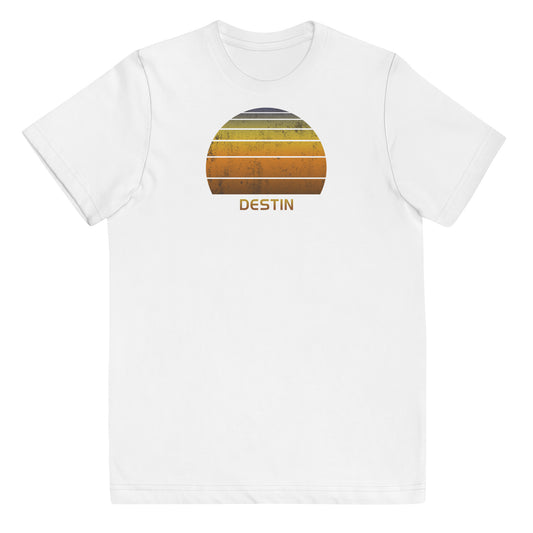 Retro Destin Florida Youth Jersey T-Shirt Vintage Sunset Vacation Souvenir