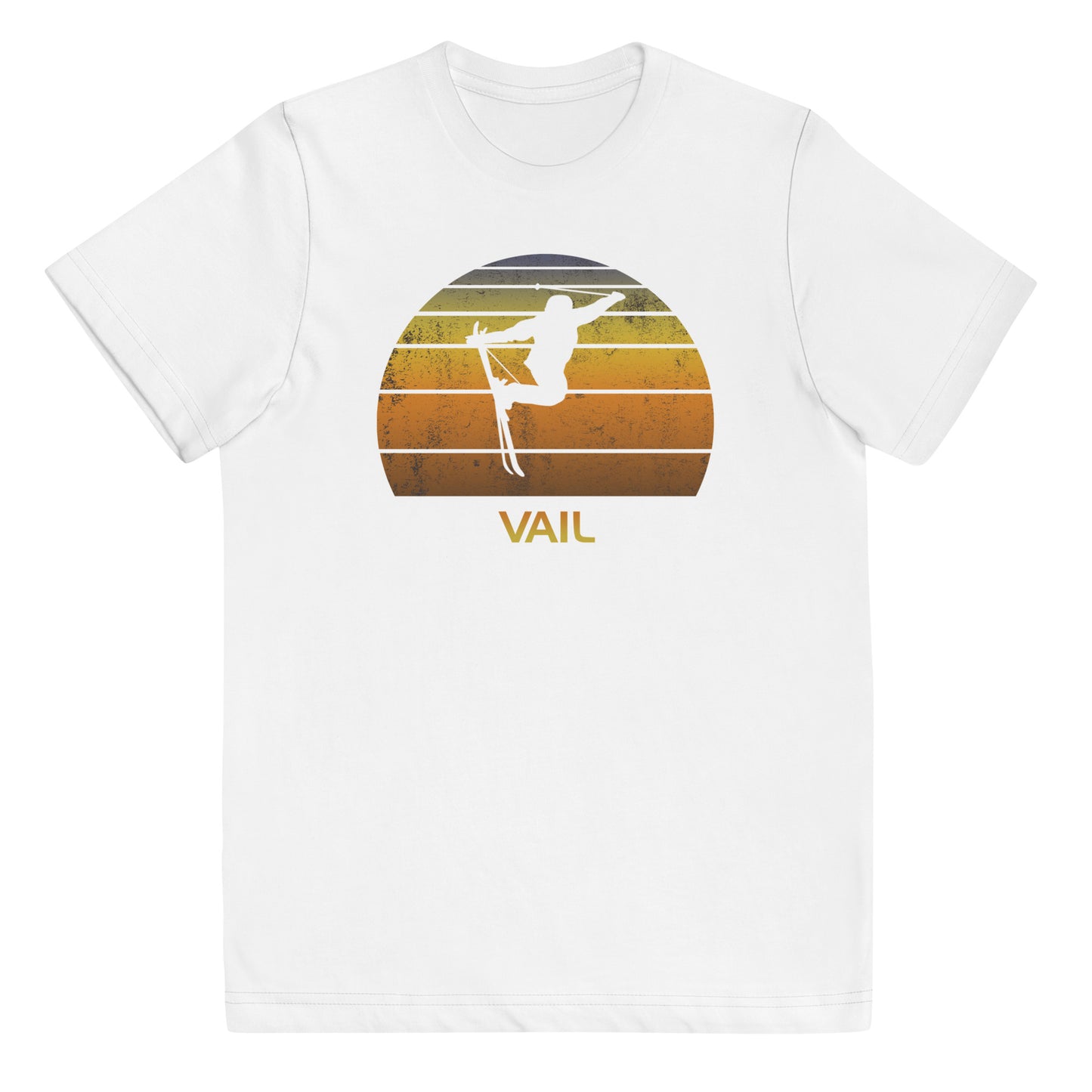 Retro Vail Colorado Ski Fan Skier Gift Skiing Sunset Vintage Sunrise Youth Jersey T-Shirt