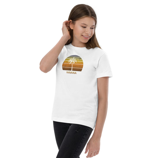 Retro Havana Cuba Vintage Sunset Beach Vacation Souvenir Youth Jersey T-Shirt