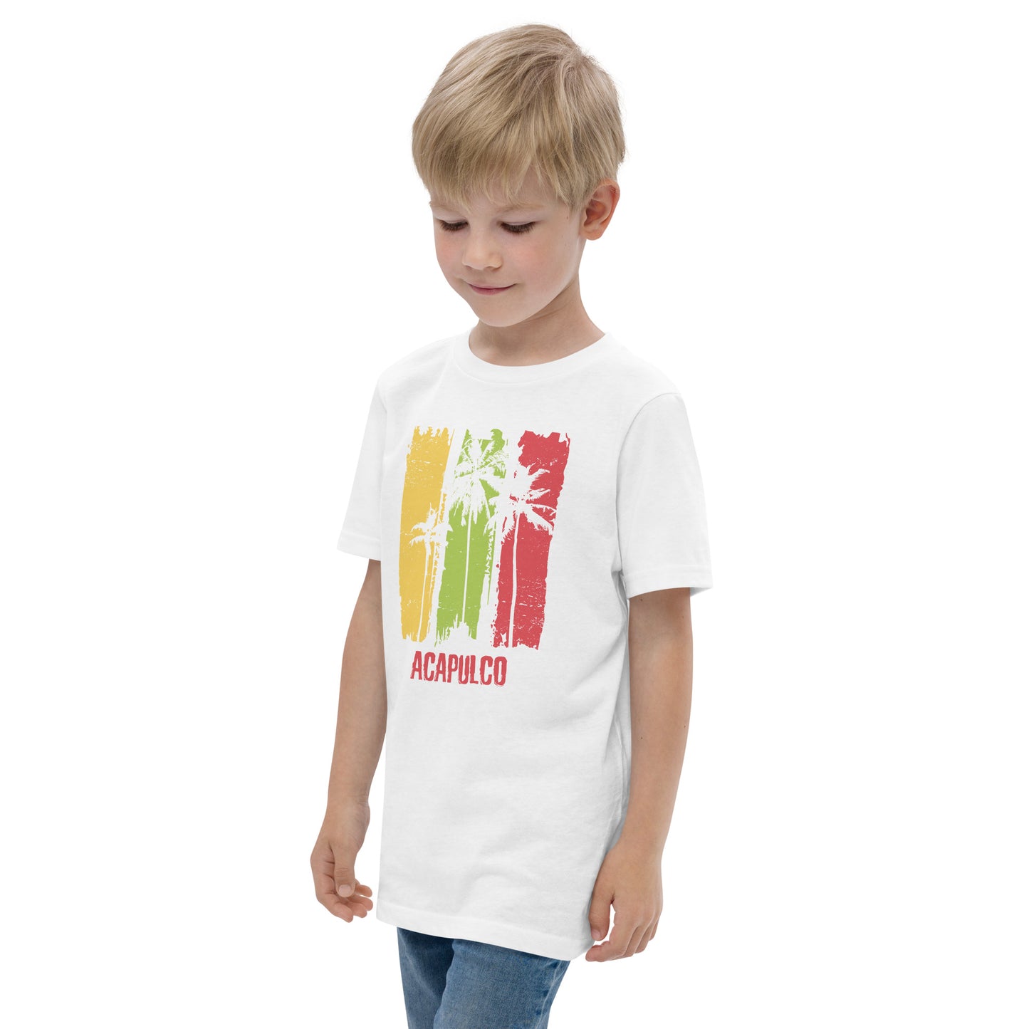 Acapulco Mexico Artistic Abstract Cool Palm Tree Youth Jersey T-Shirt